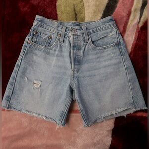 Levis 501 '90S Shorts Womens 24 Light Wash Denim Button Fly Cut Offs